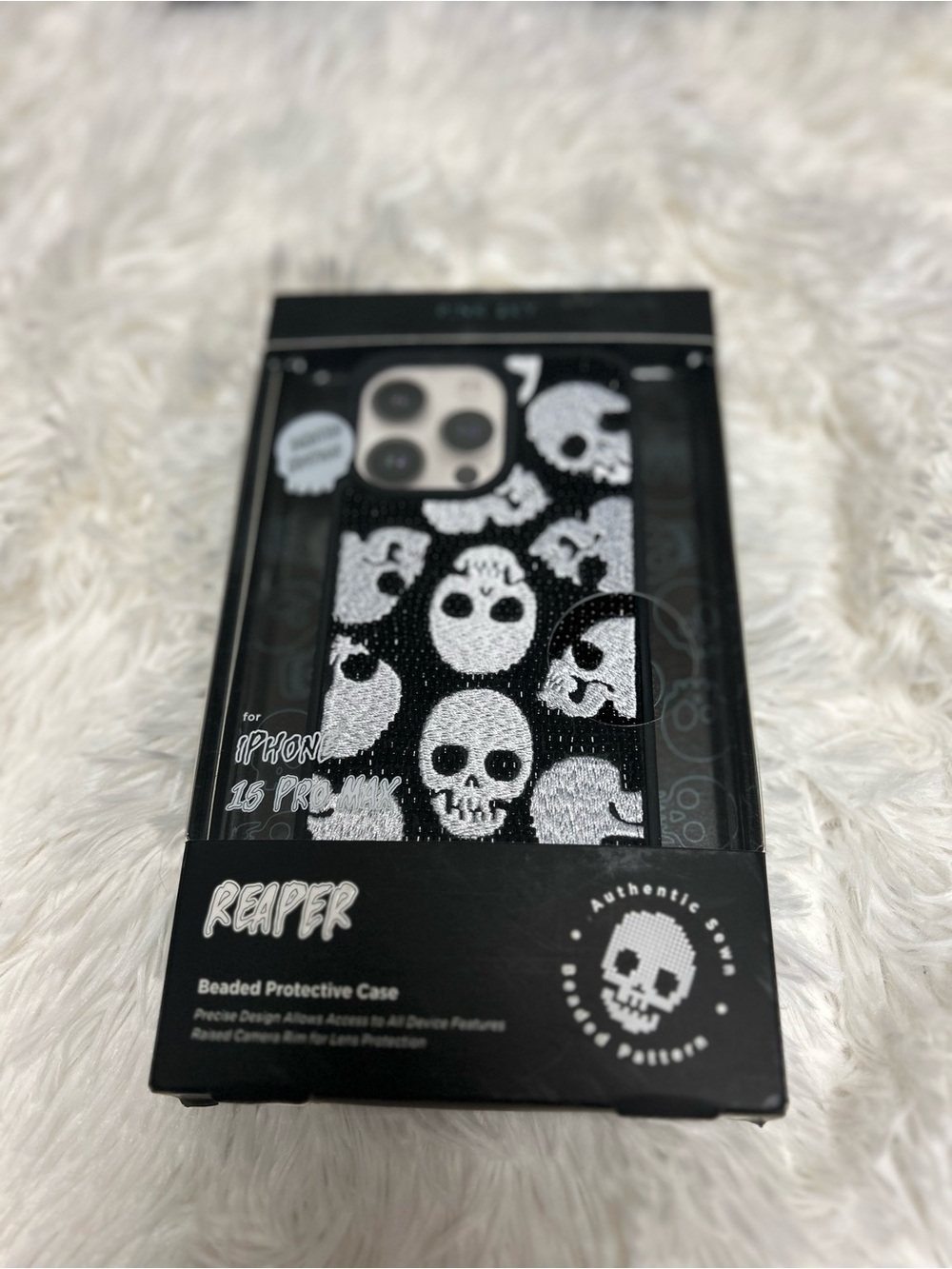 Pink Sky Limited Edition Reaper Skull Beaded iPhone 15 Pro Max Case Nwt Nib - Picture 2 of 3